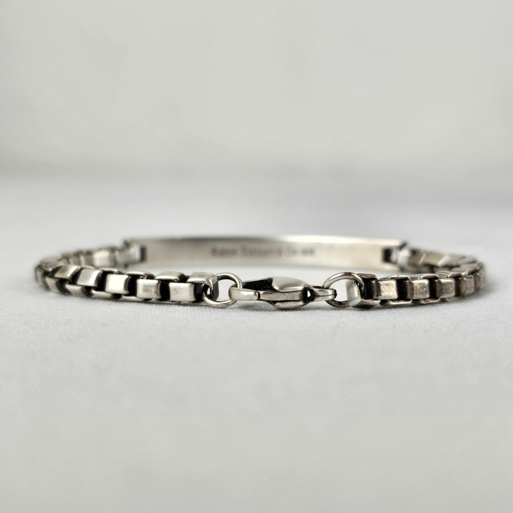 Tiffany & Co Sterling Silver Id Venetian Box Link Bracelet