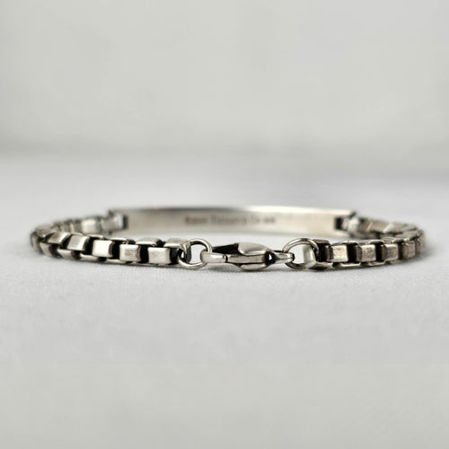 Tiffany & Co Sterling Silver Id Venetian Box Link Bracelet