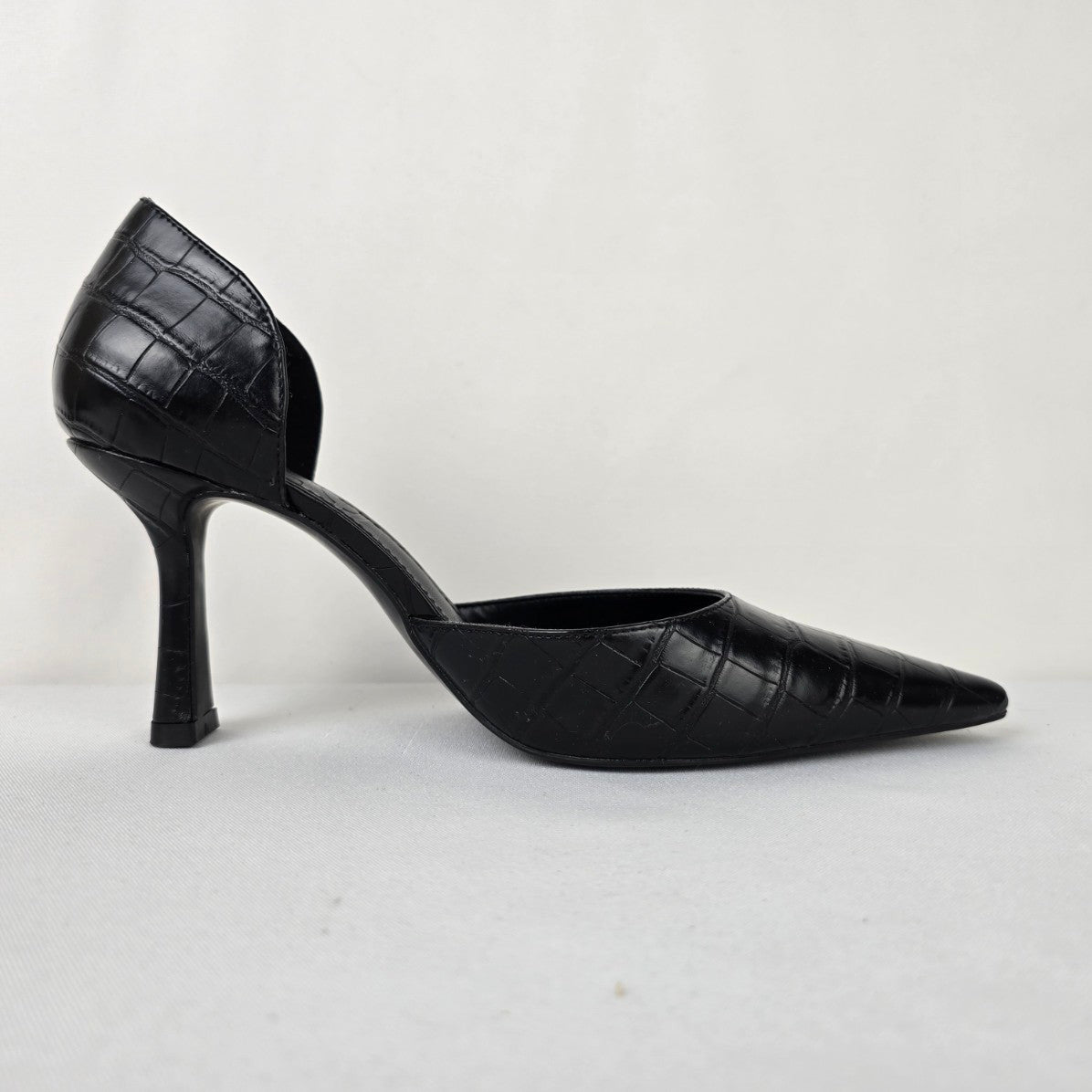 Mango MNG Black Croc Print Heels Size 8.5