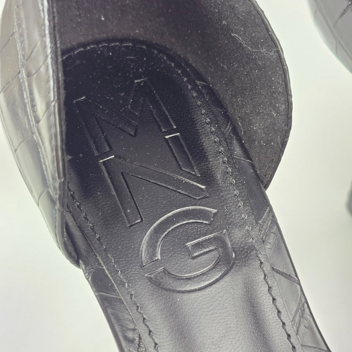 Mango MNG Black Croc Print Heels Size 8.5