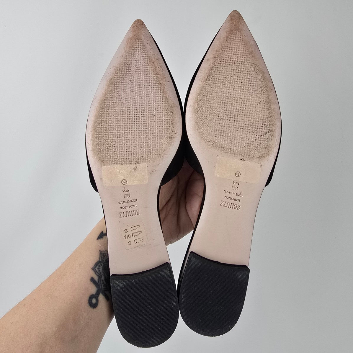 Schutz Black Rhinestone Crystal Flower Mule Shoes Size 9