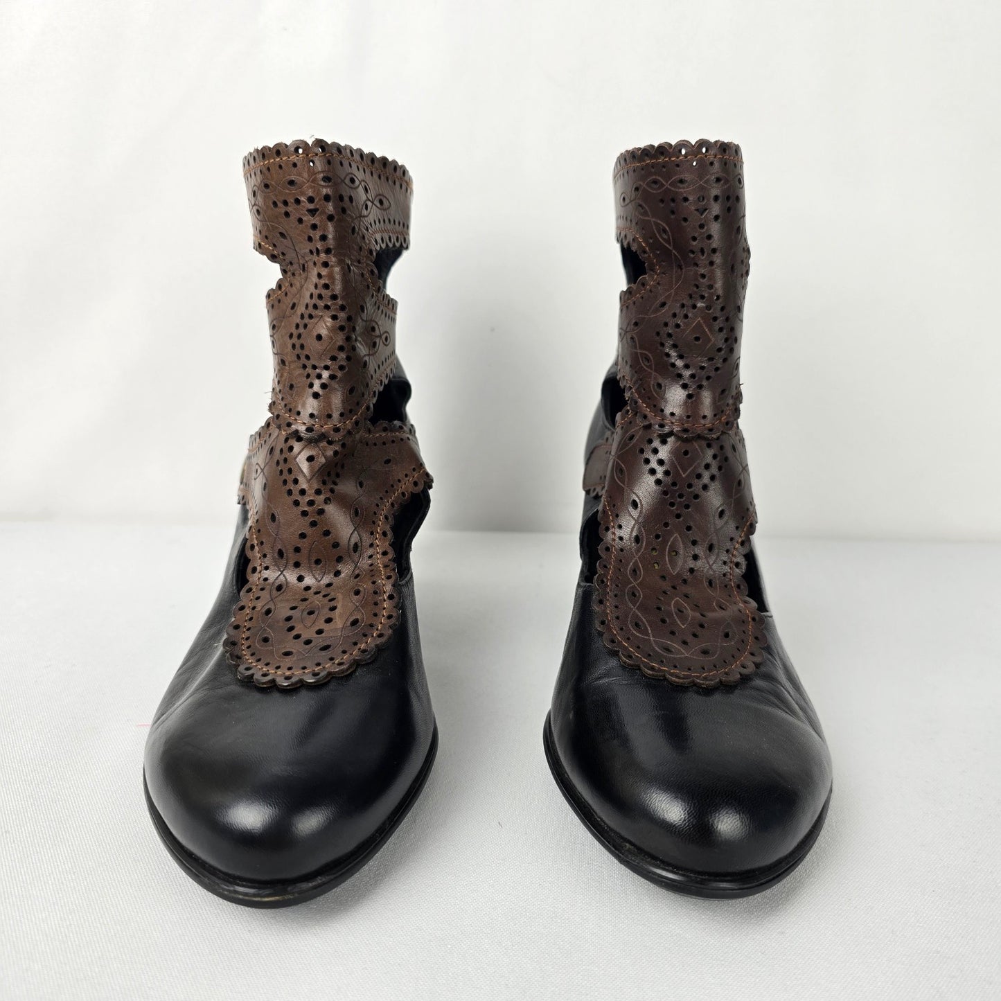 Everybody Black & Brown Laser Cut Boots Size 6