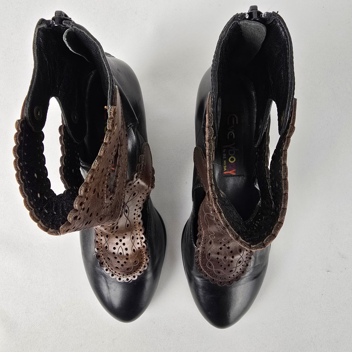 Everybody Black & Brown Laser Cut Boots Size 6
