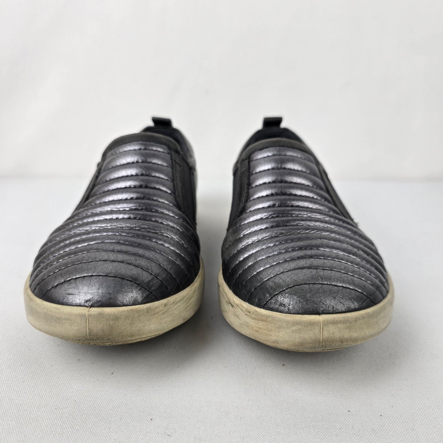 Ecco Grey Leather Slip On Shoes Size 8