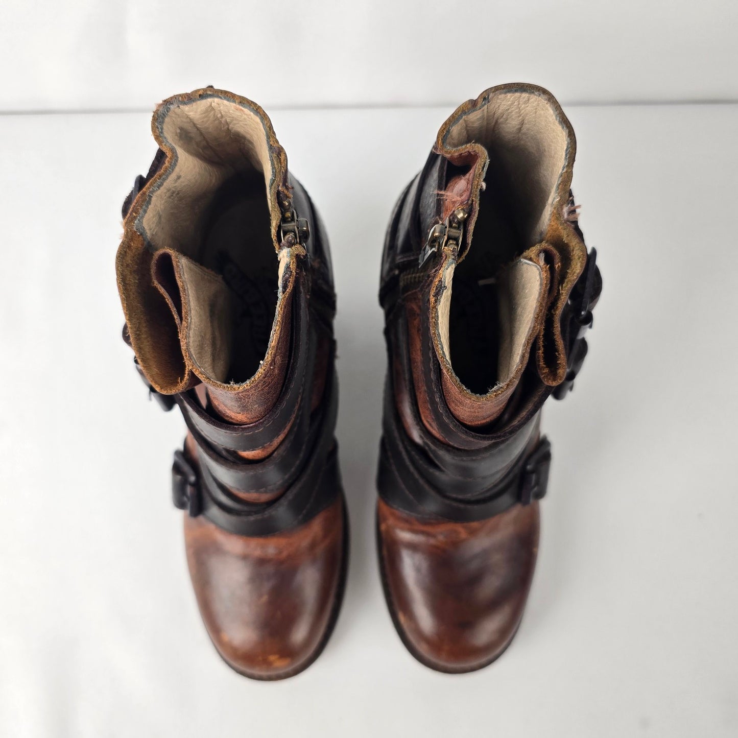 Freebird by Steven Hustl Brown Leather Buckle Strap Boots Size 6