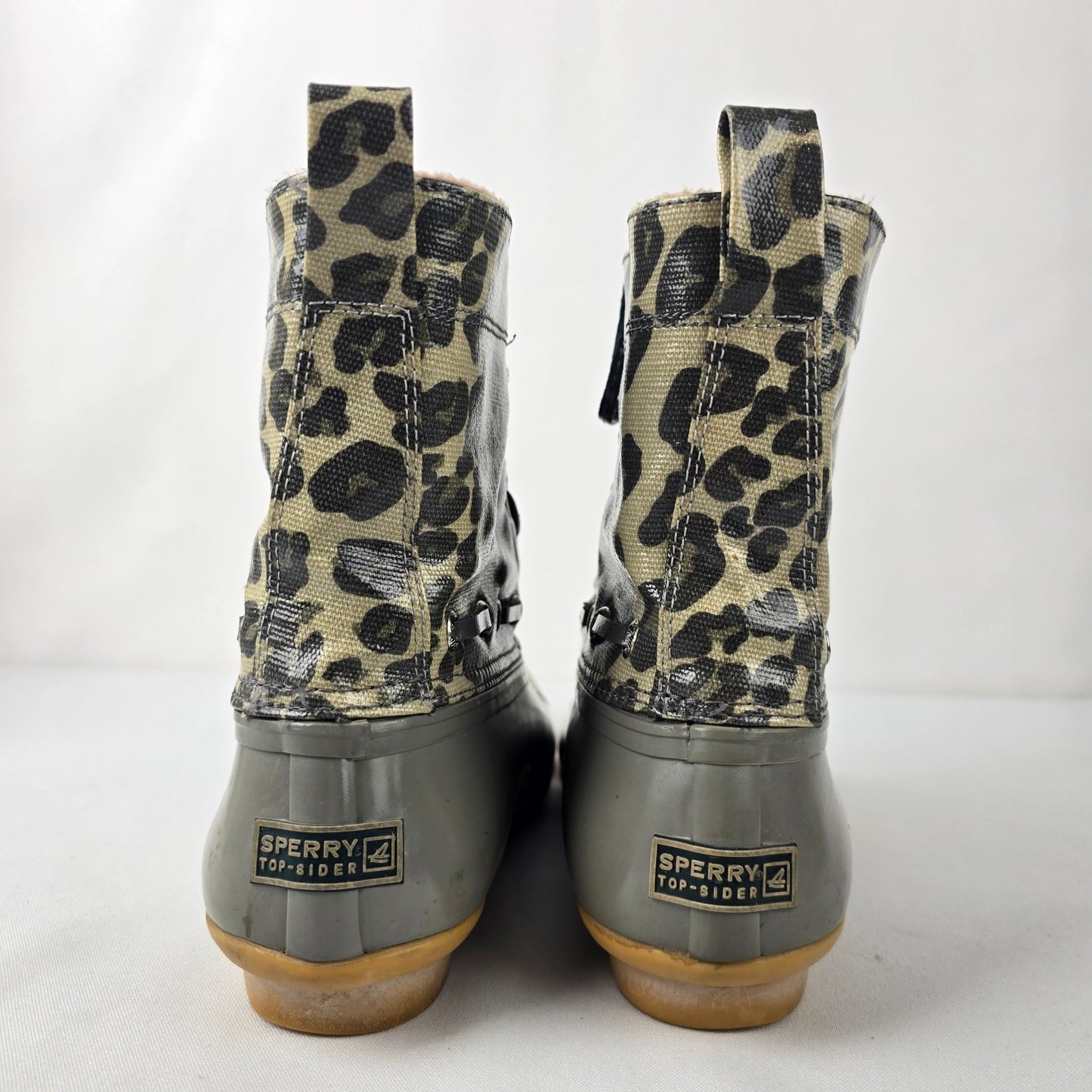 SPERRY Grey Animal Print Shearwater Duck Boots Size 8
