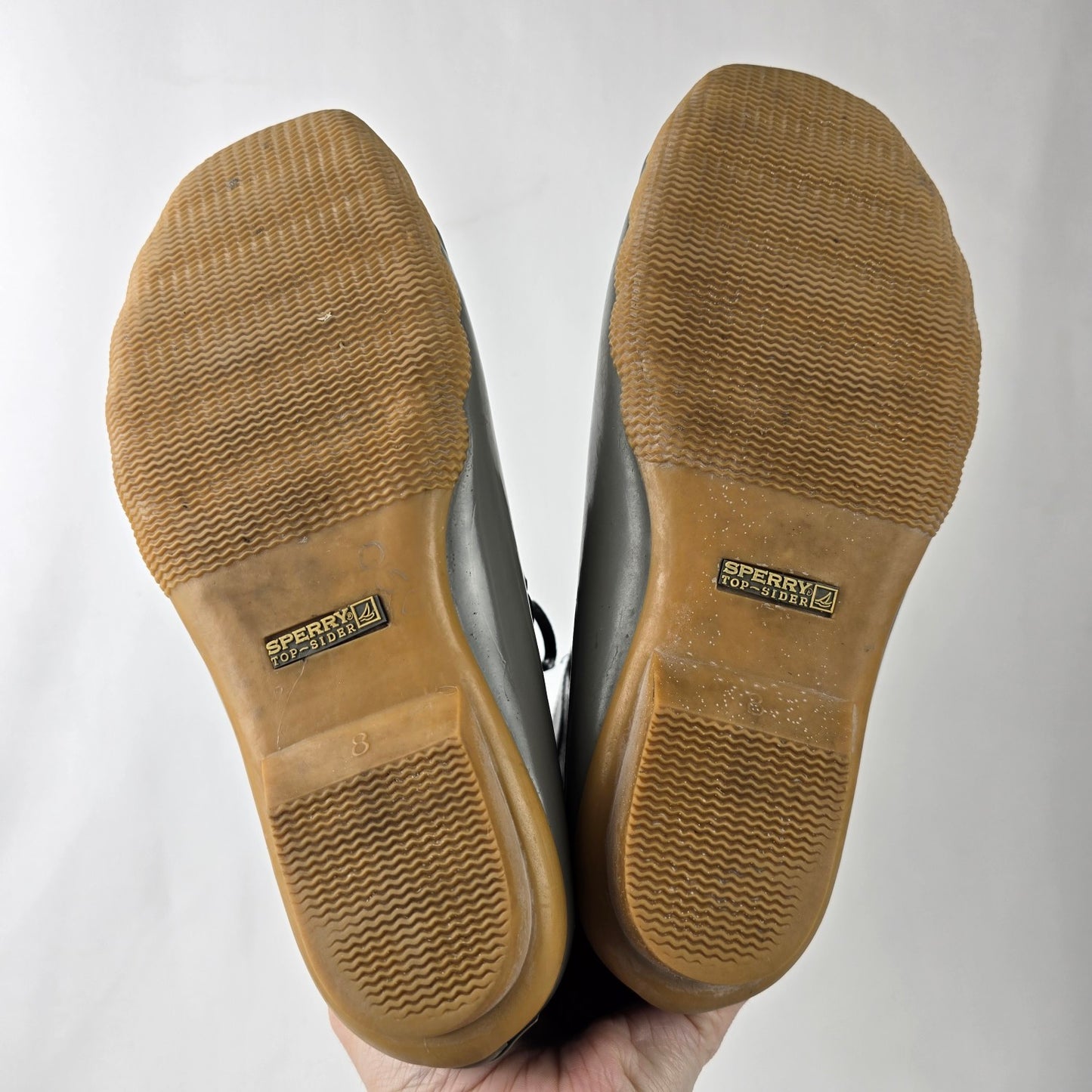 SPERRY Grey Animal Print Shearwater Duck Boots Size 8