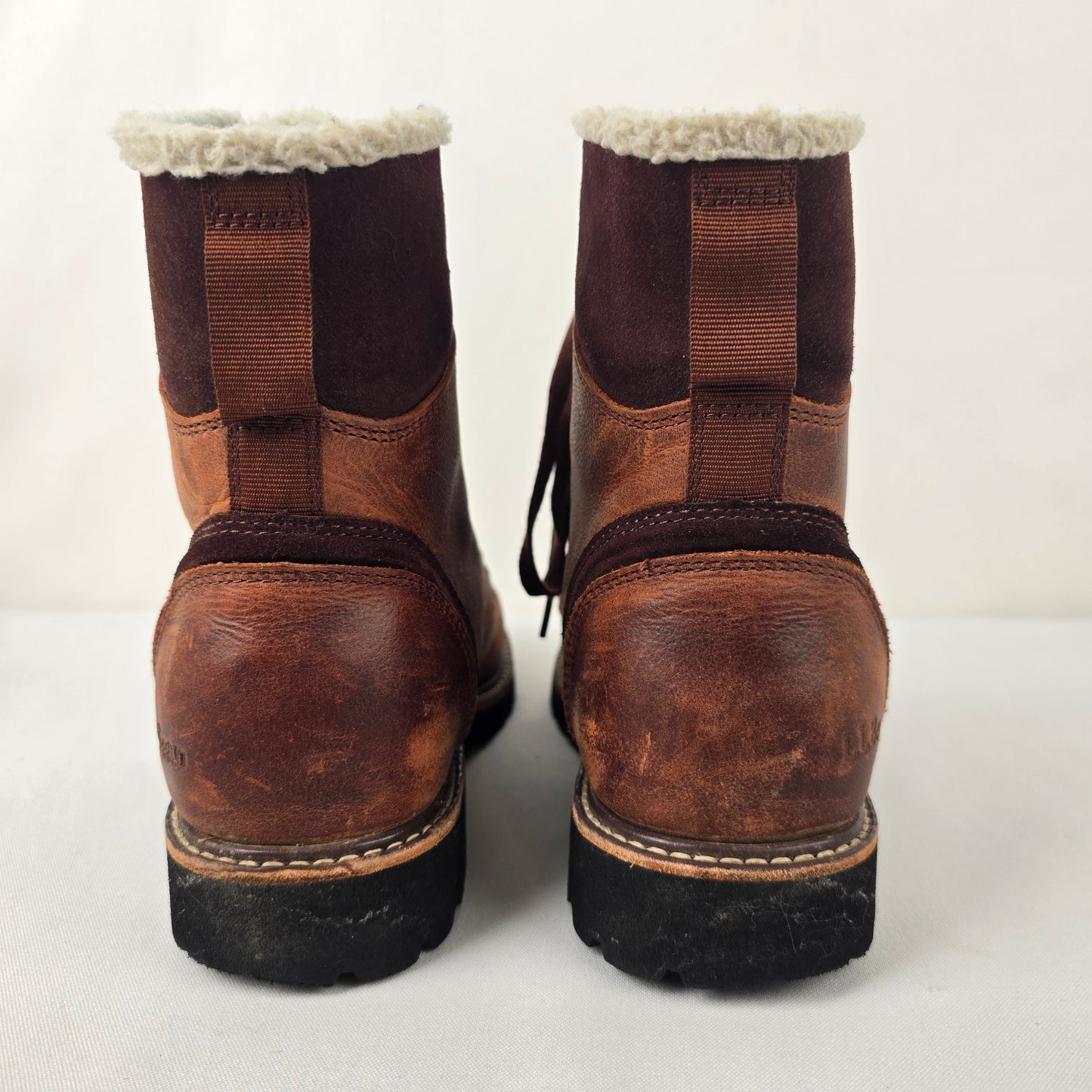 L.L.Bean Burgundy Leather Rugged Sherpa Lace-Up Boot Size 7