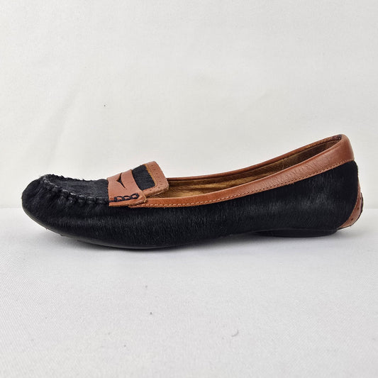 Locale Black Calf Hair Leather Ballet Flats Size 7