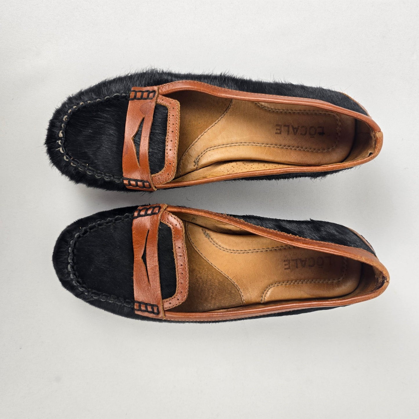 Locale Black Calf Hair Leather Ballet Flats Size 7