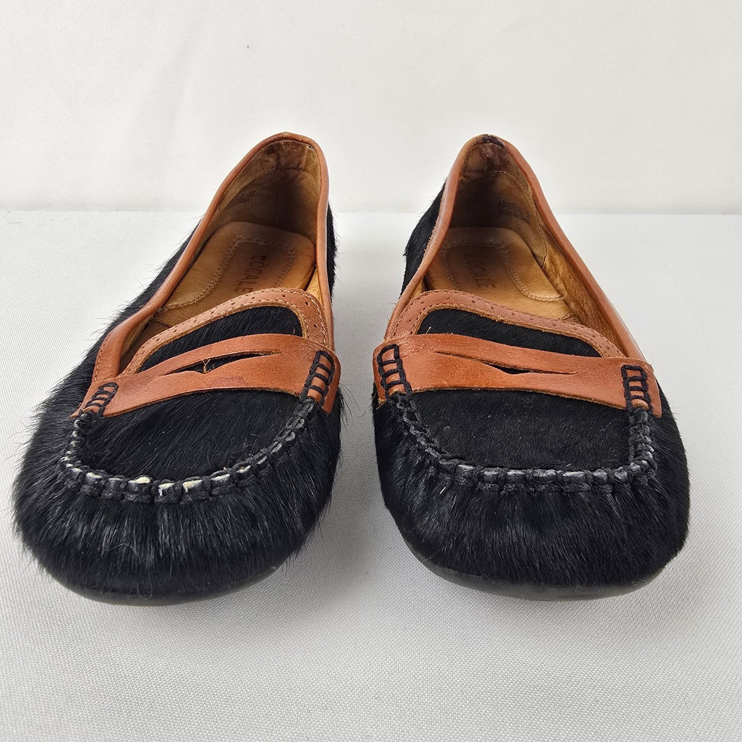 Locale Black Calf Hair Leather Ballet Flats Size 7