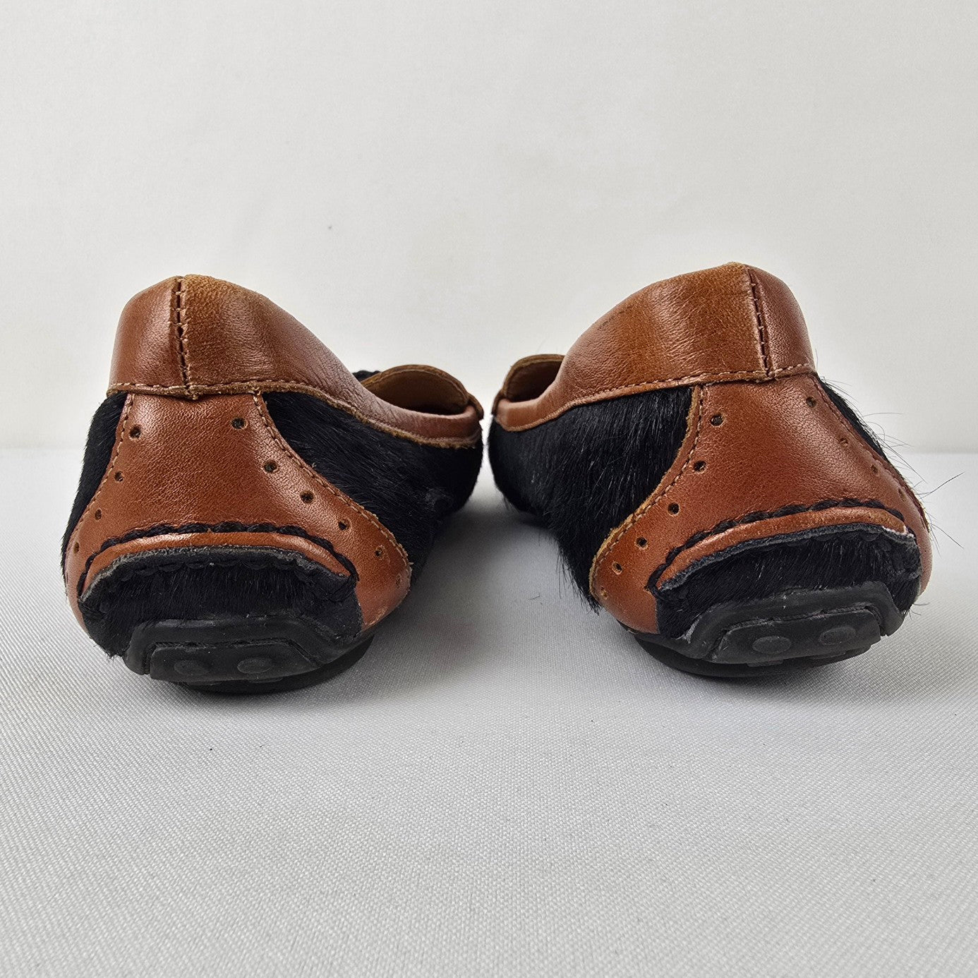 Locale Black Calf Hair Leather Ballet Flats Size 7