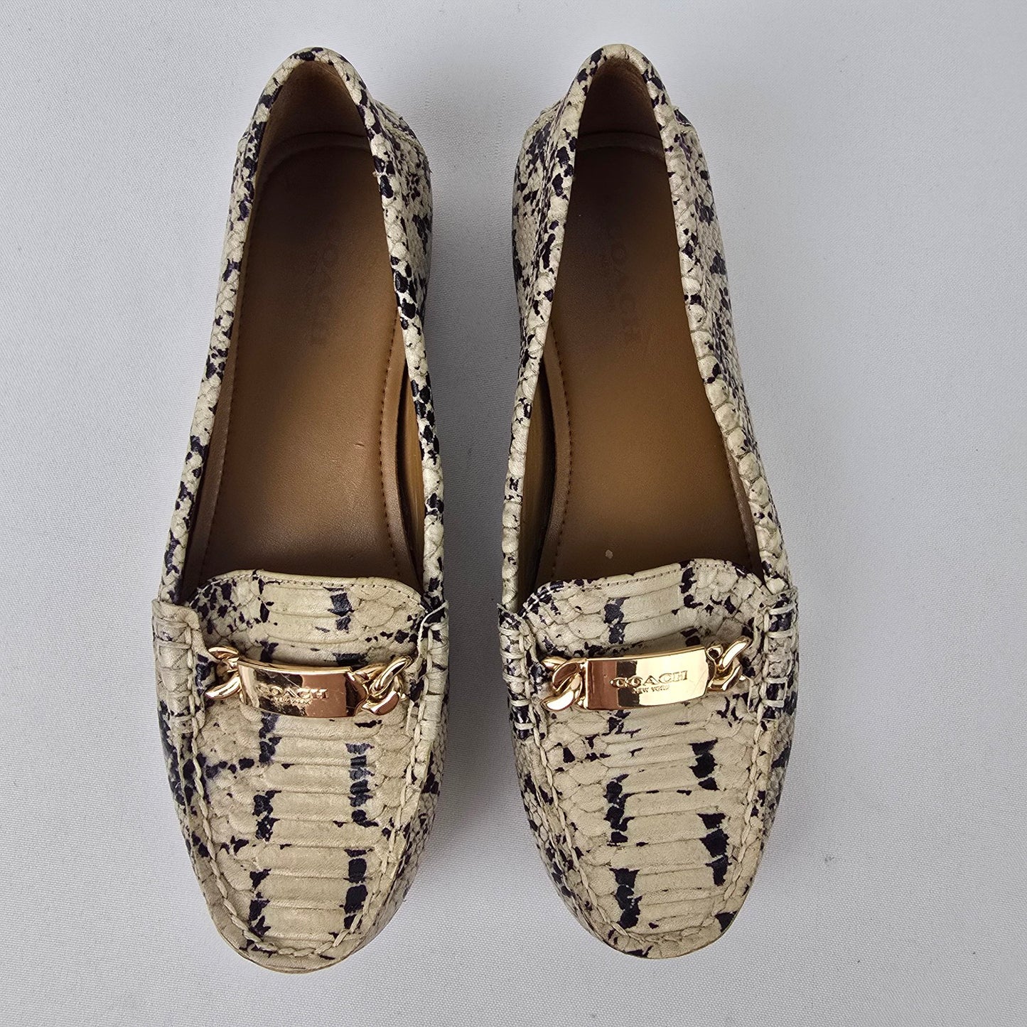 Coach Snakeskin Print Loafers Size 5