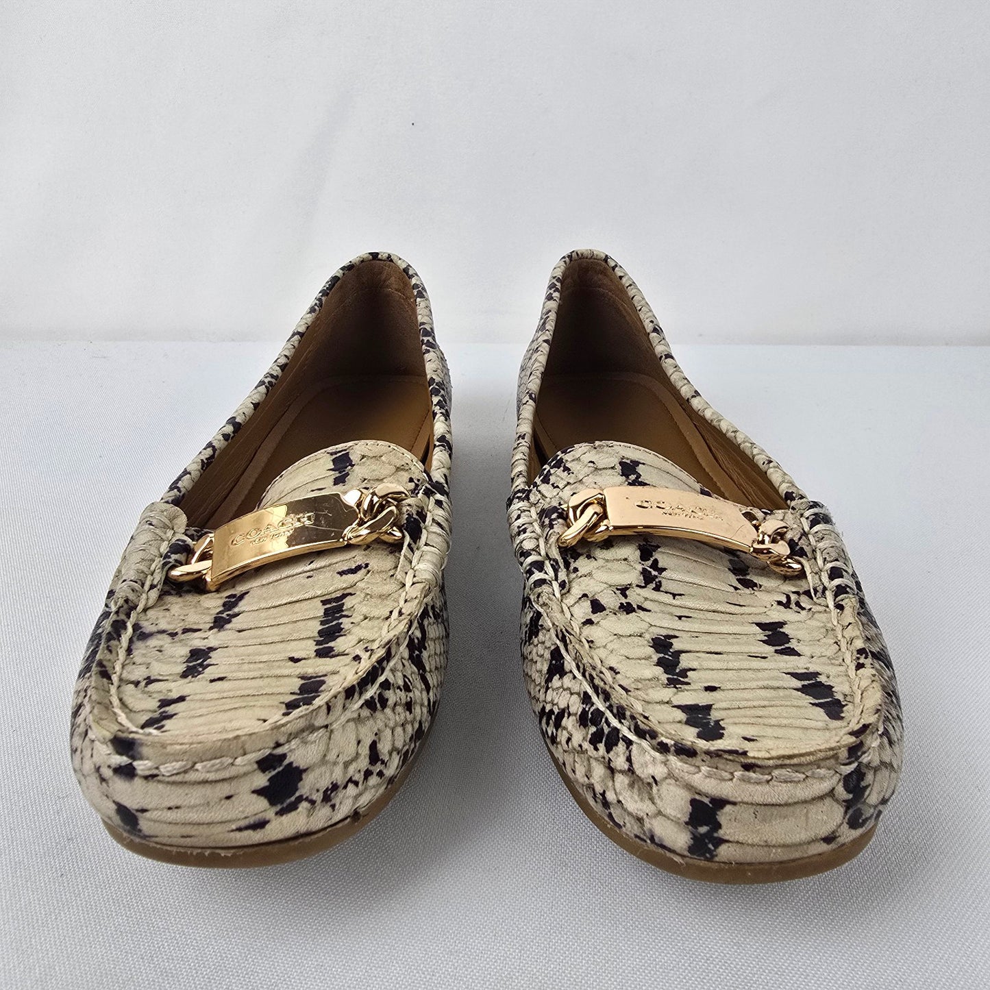 Coach Snakeskin Print Loafers Size 5