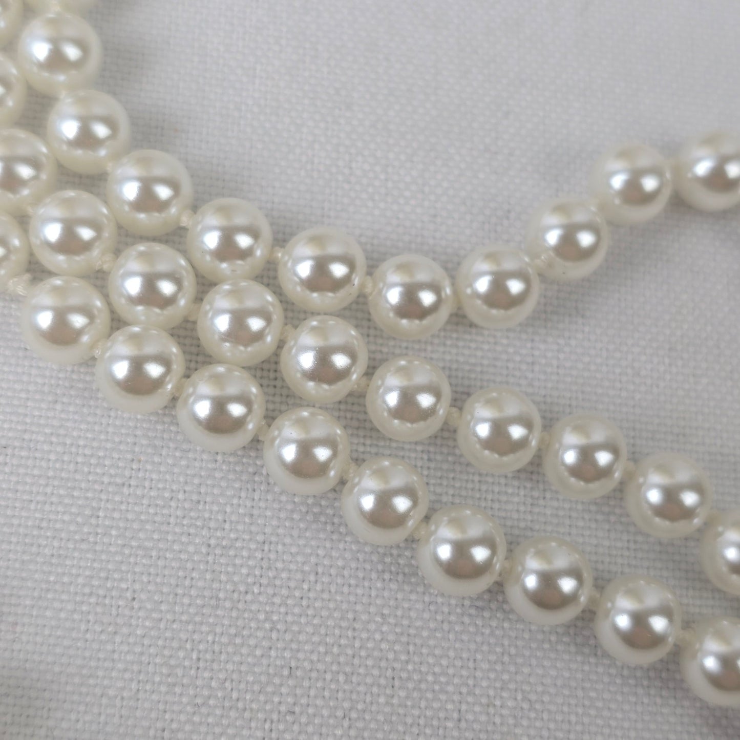 Vintage Butler White Glass Pearl Long Layered Necklace
