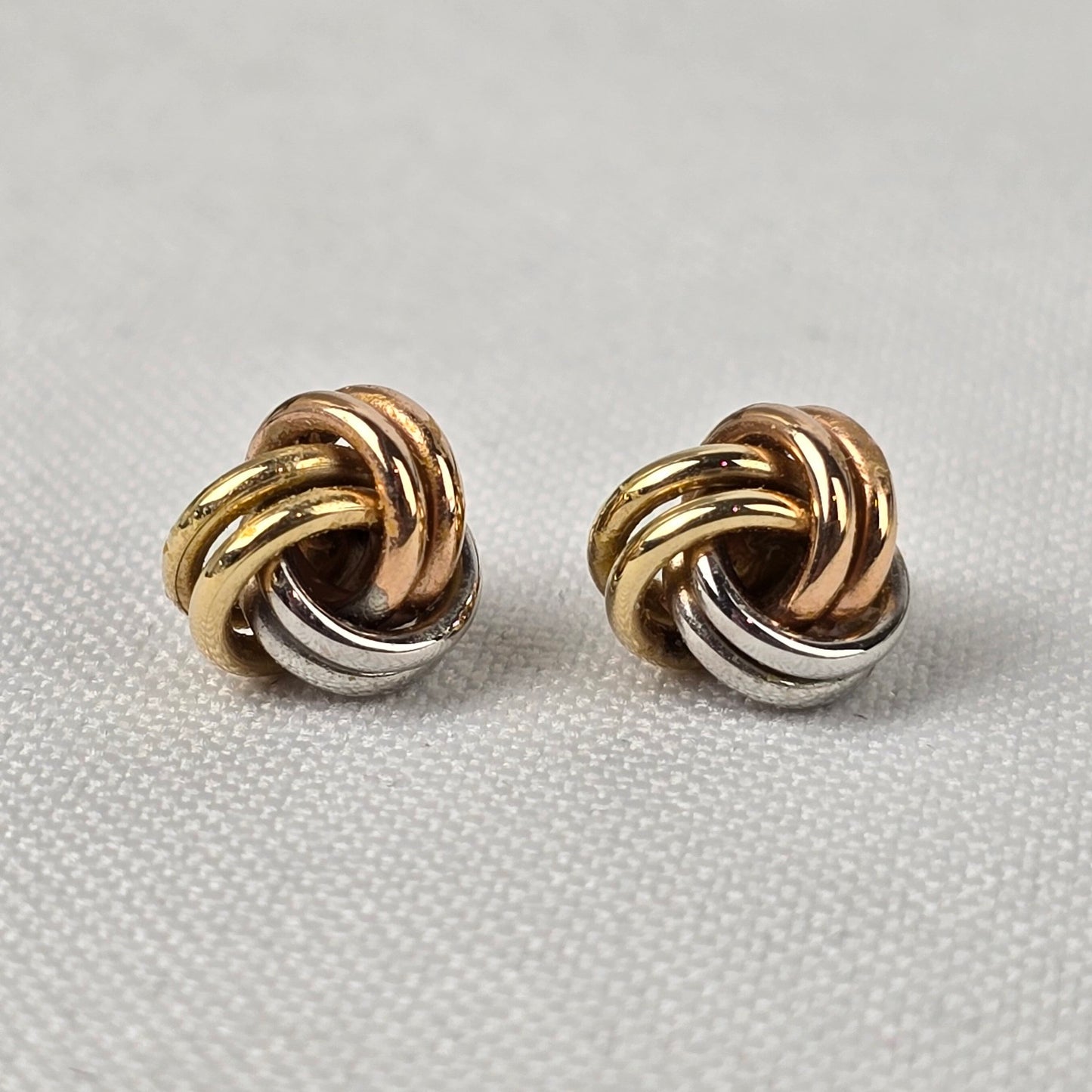 14K Gold Multi Tone Knot Stud Earrings