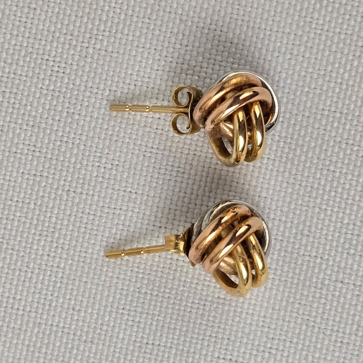 14K Gold Multi Tone Knot Stud Earrings