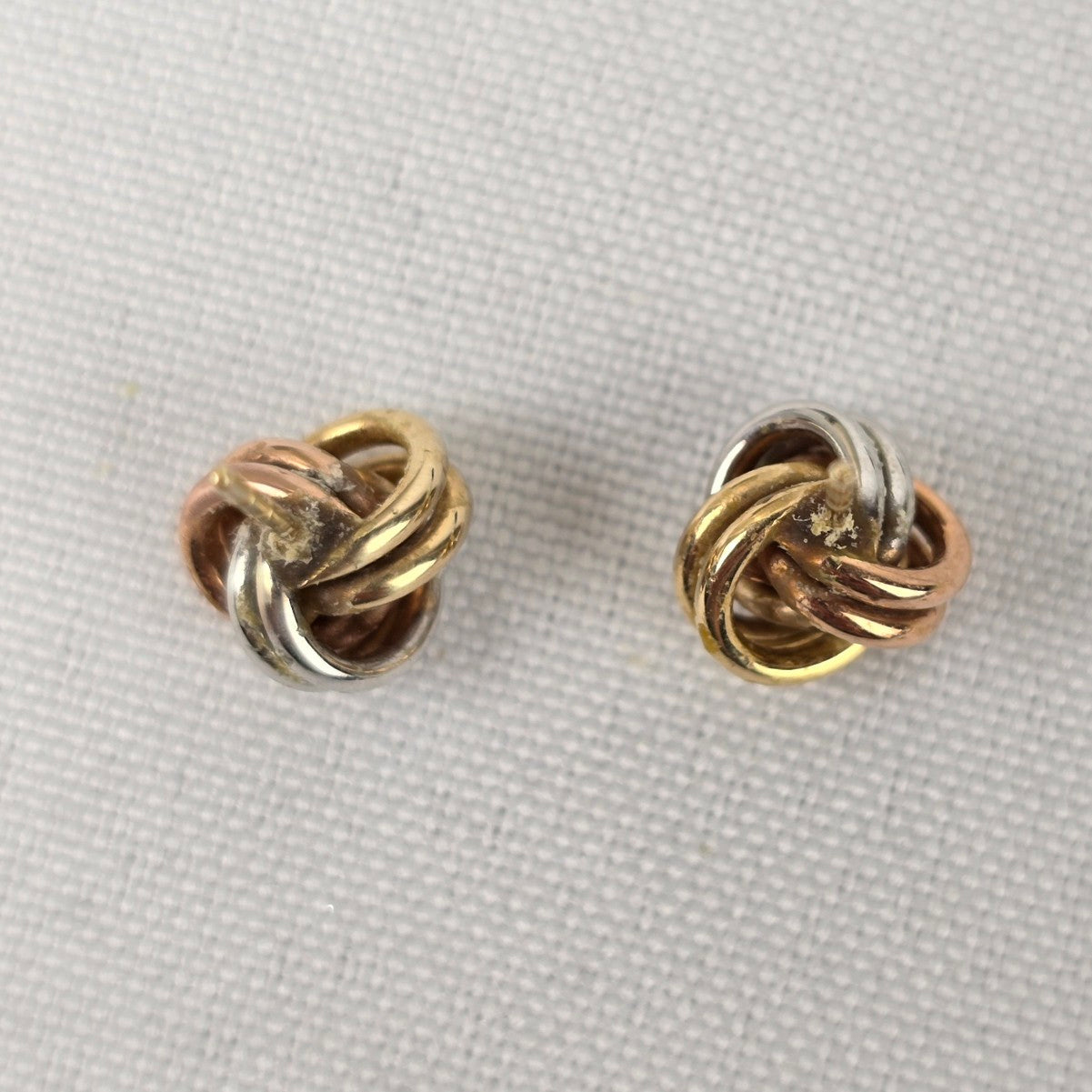 14K Gold Multi Tone Knot Stud Earrings