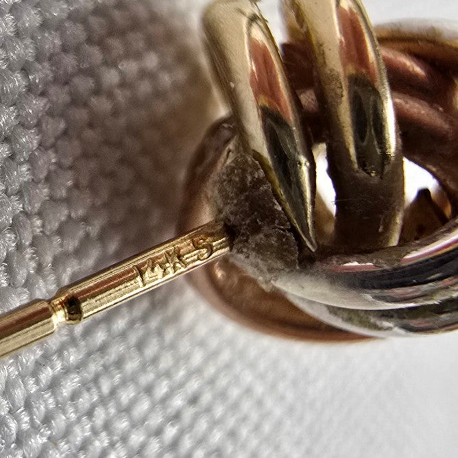 14K Gold Multi Tone Knot Stud Earrings