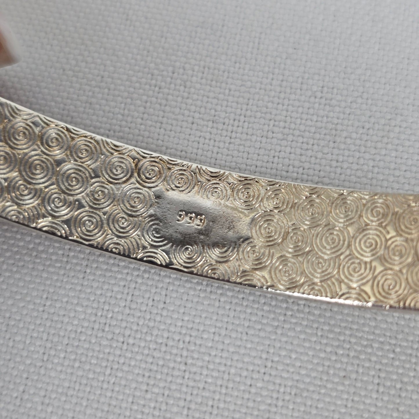 Vintage Sterling Silver Carved Floral Cuff Bracelet