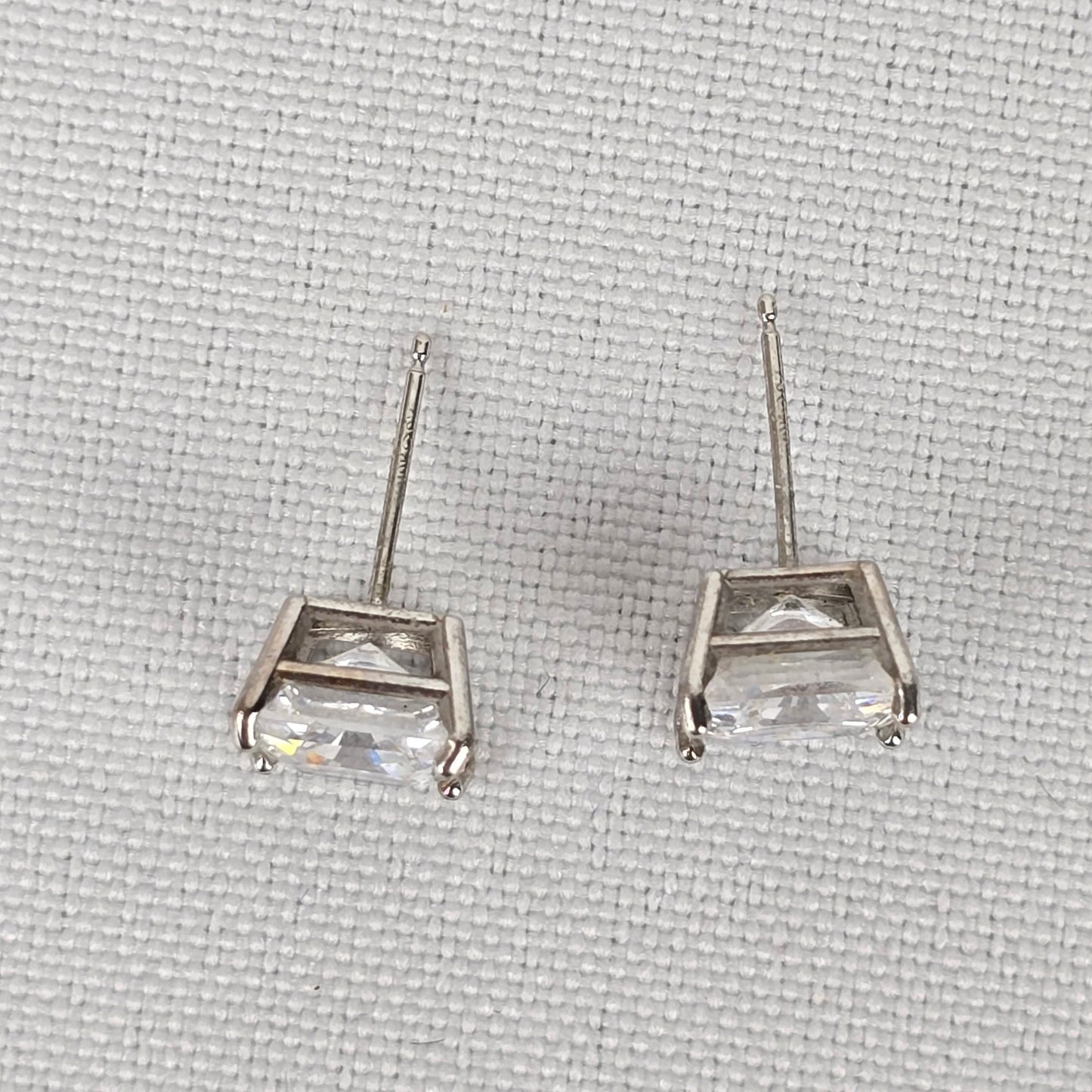 White Gold Plated Silver Square Stud Earrings