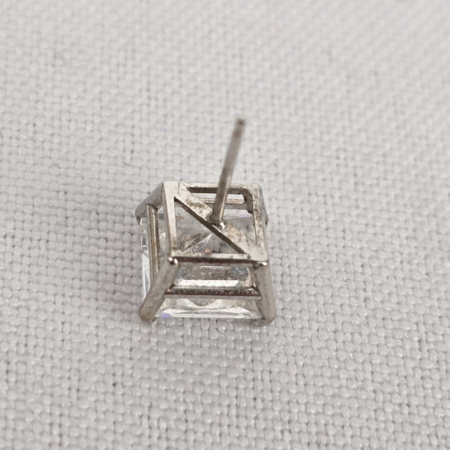 White Gold Plated Silver Square Stud Earrings