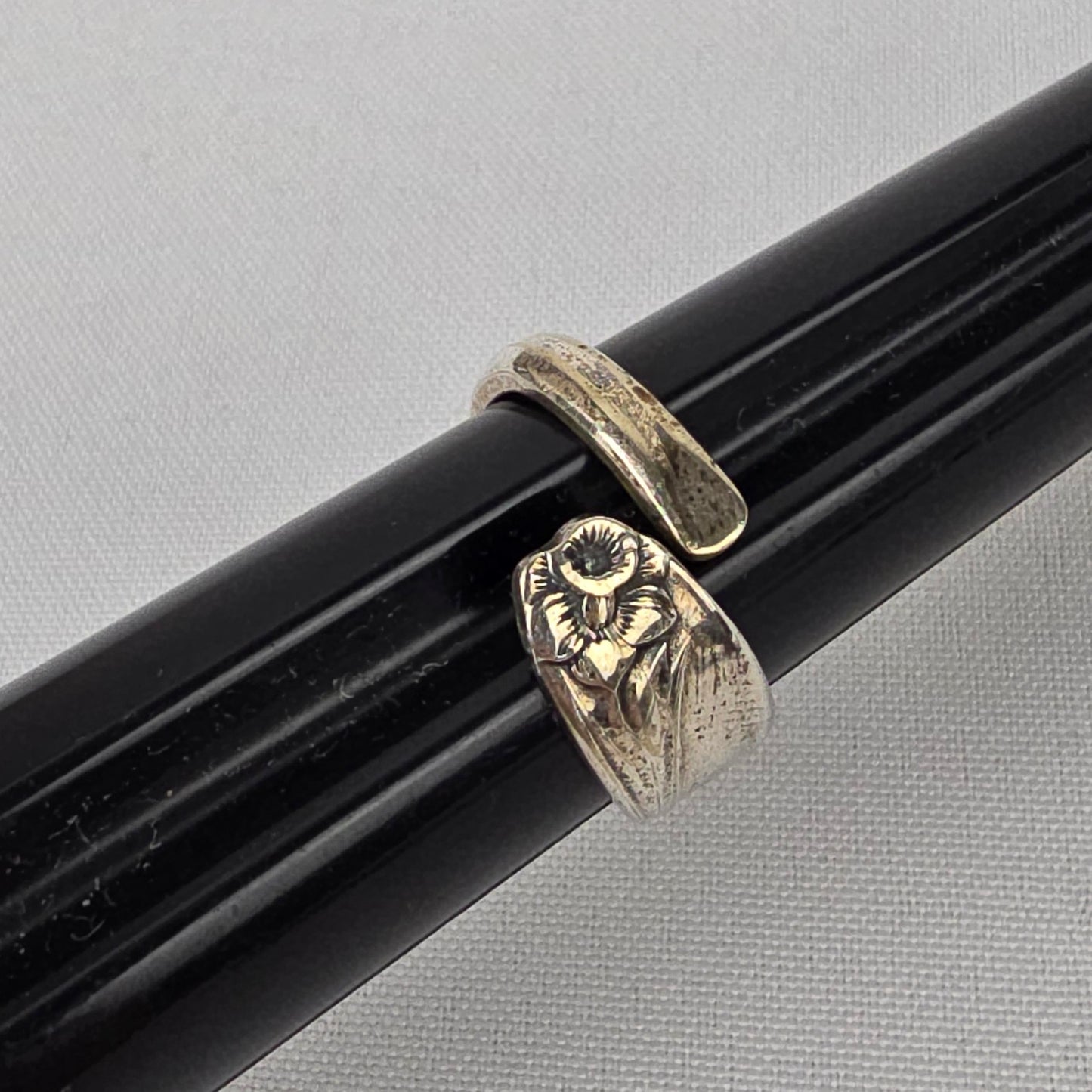 Silverware Floral Ring Size 10 Adjustable