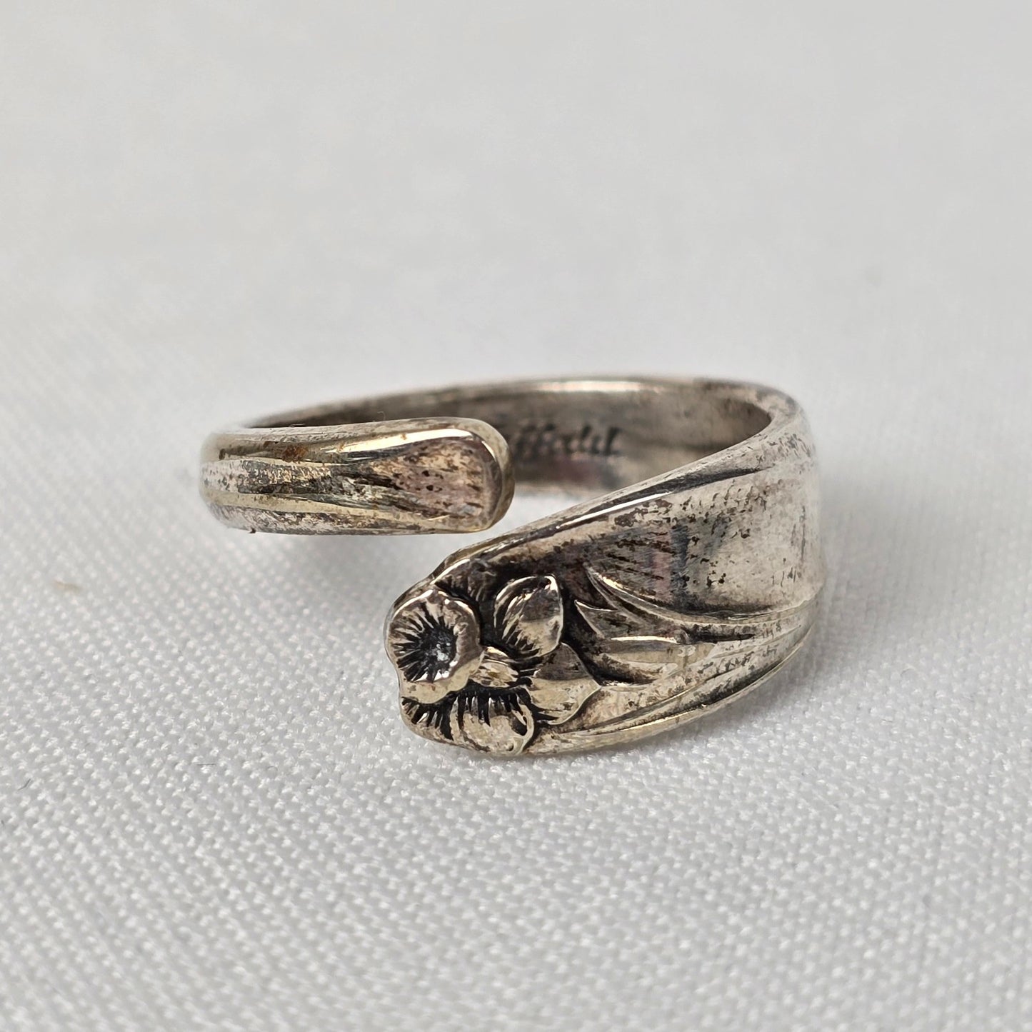 Silverware Floral Ring Size 10 Adjustable