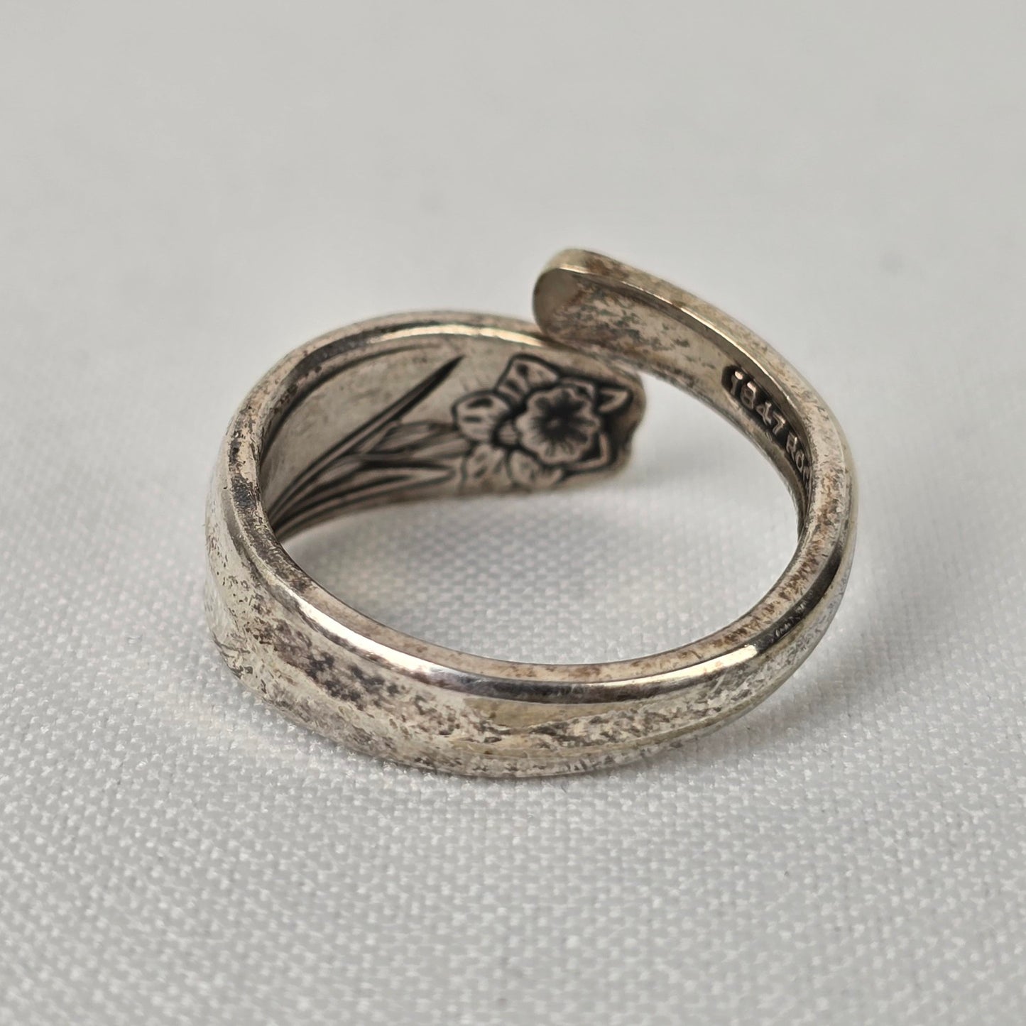 Silverware Floral Ring Size 10 Adjustable