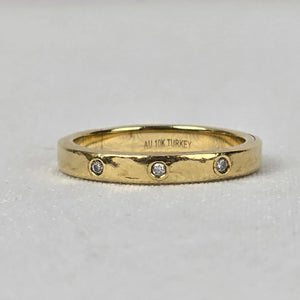 AU 10K Gold 3 Diamond Band Ring Size 7