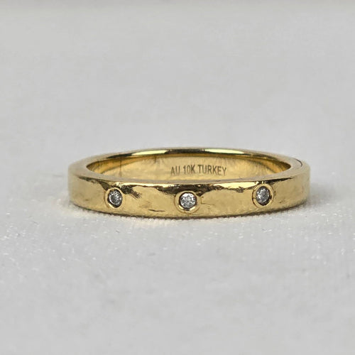 AU 10K Gold 3 Diamond Band Ring Size 7