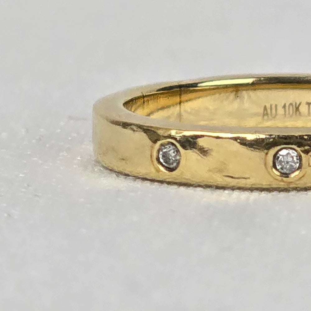 AU 10K Gold 3 Diamond Band Ring Size 7