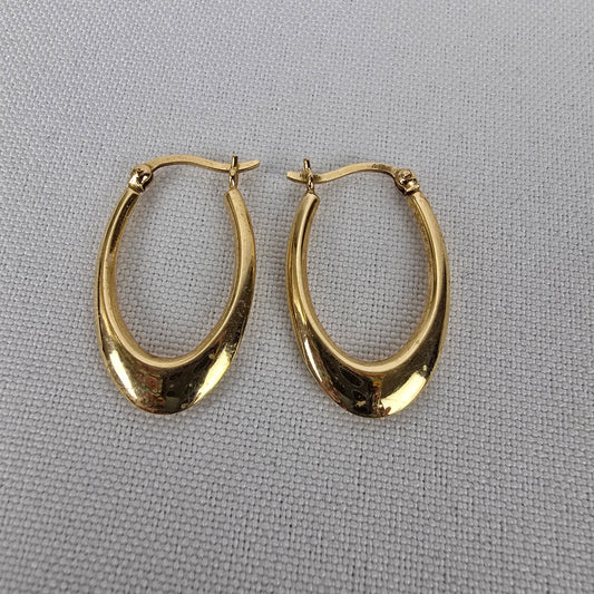 10K Gold Drop Hoop Earrings