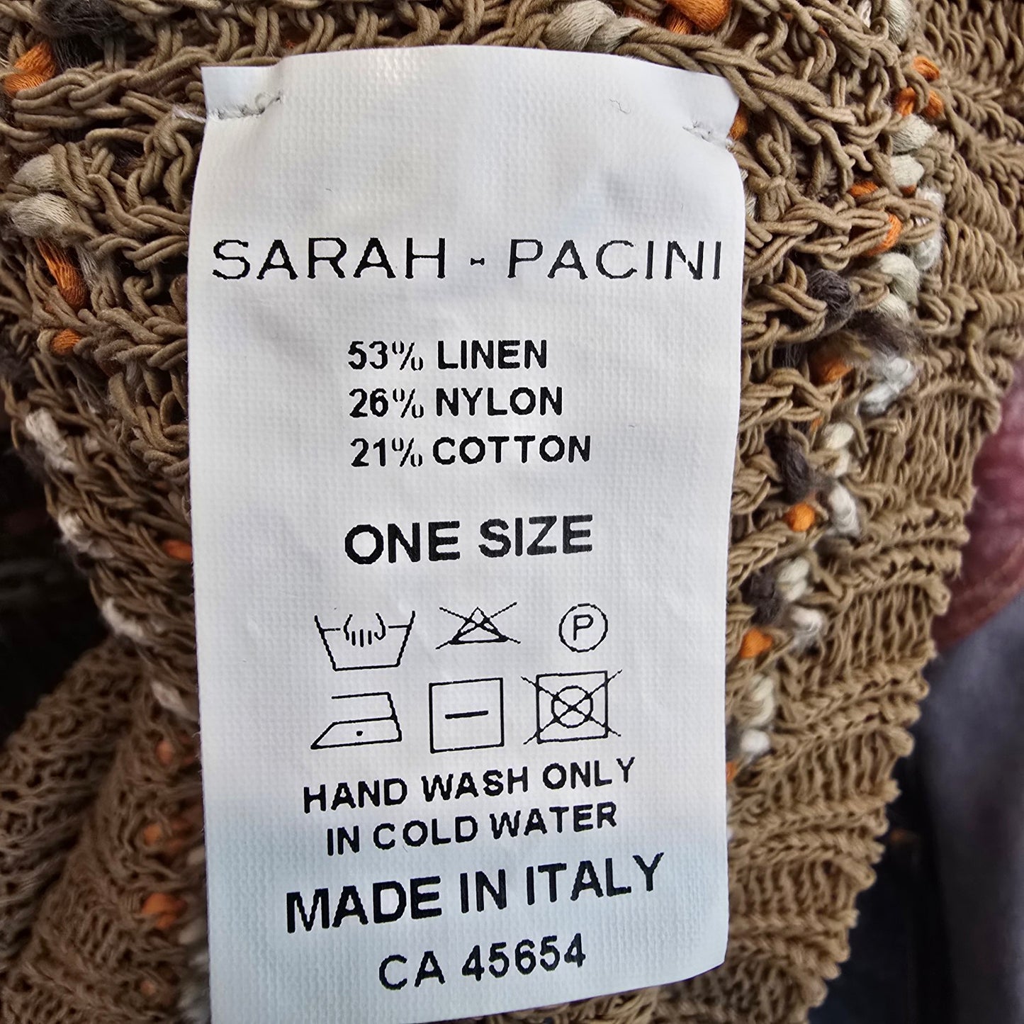 Sarah Pacini Orange & Brown Linen Cropped Knit Top One Size