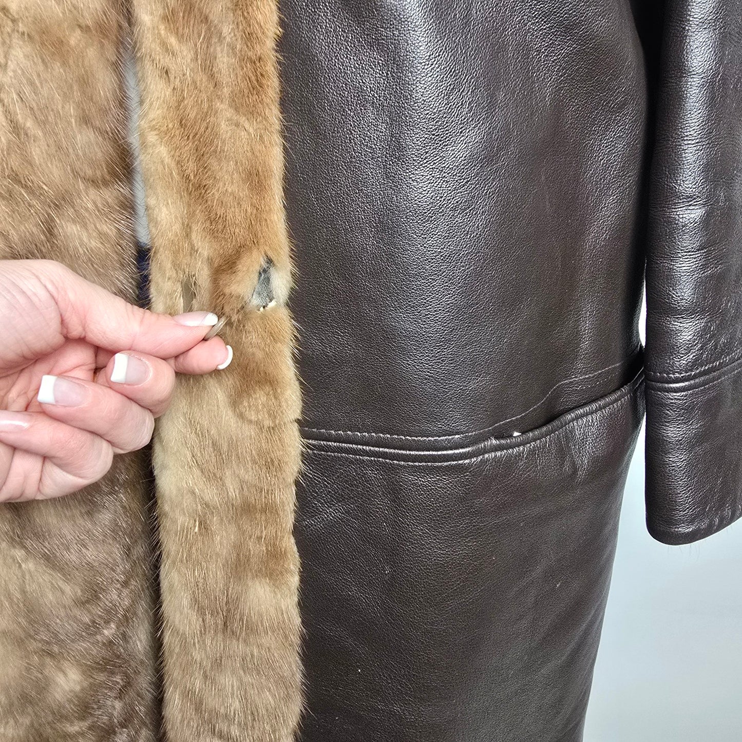 Vintage Leather & Mink Reversible Jacket M/L