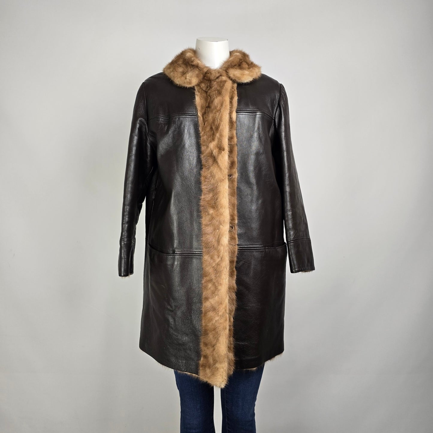Vintage Leather & Mink Reversible Jacket M/L