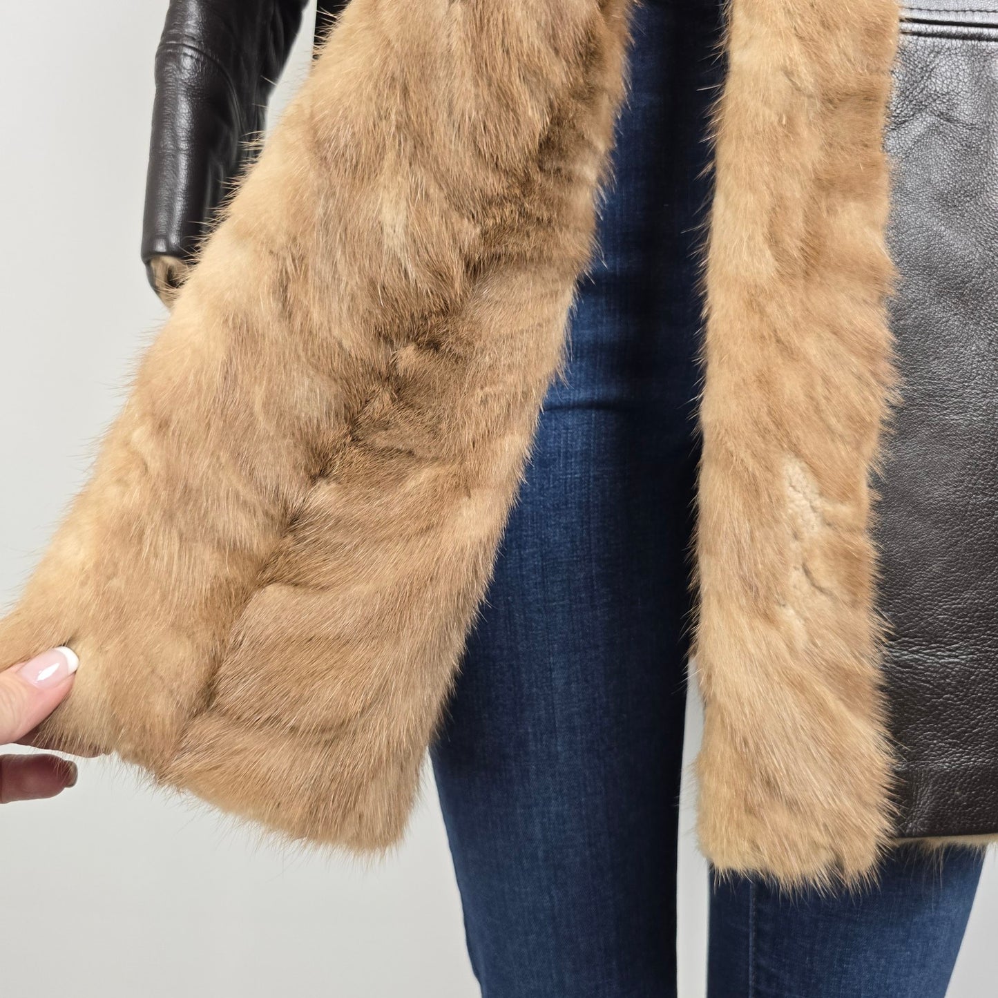 Vintage Leather & Mink Reversible Jacket M/L