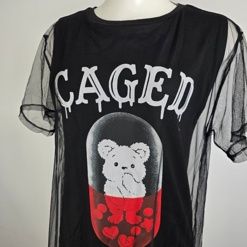 Listen Flavor Caged Teddy Bear Tunic Top Size M