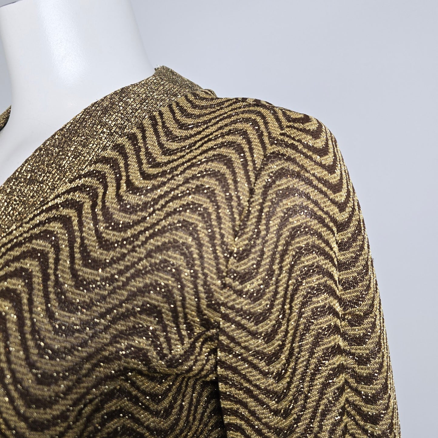 Vintage Gold & Brown Metallic Button Up Cardigan Size S