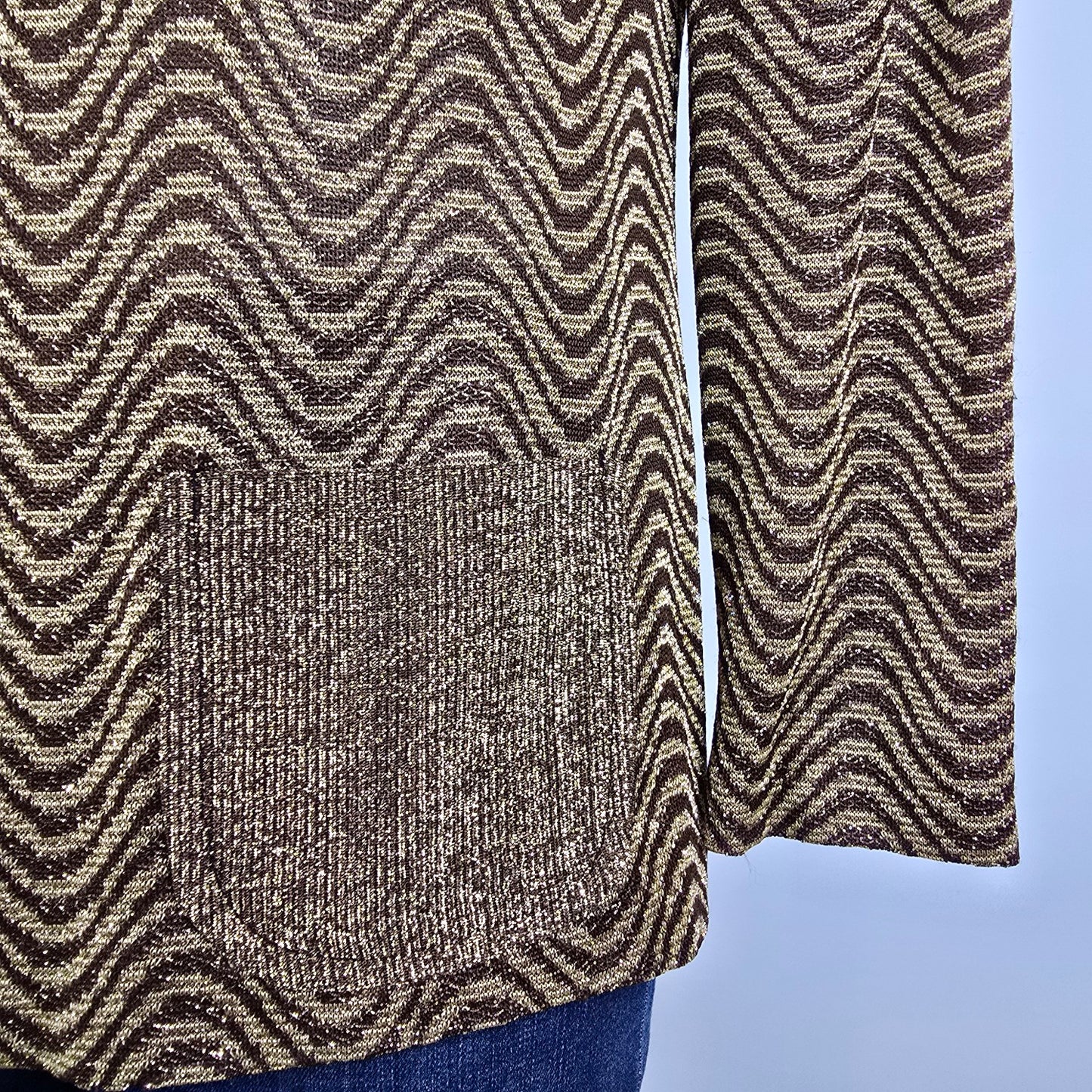 Vintage Gold & Brown Metallic Button Up Cardigan Size S