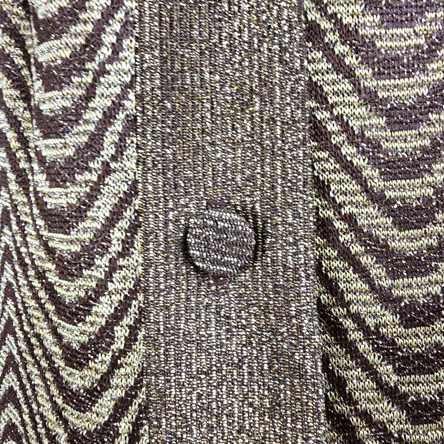 Vintage Gold & Brown Metallic Button Up Cardigan Size S