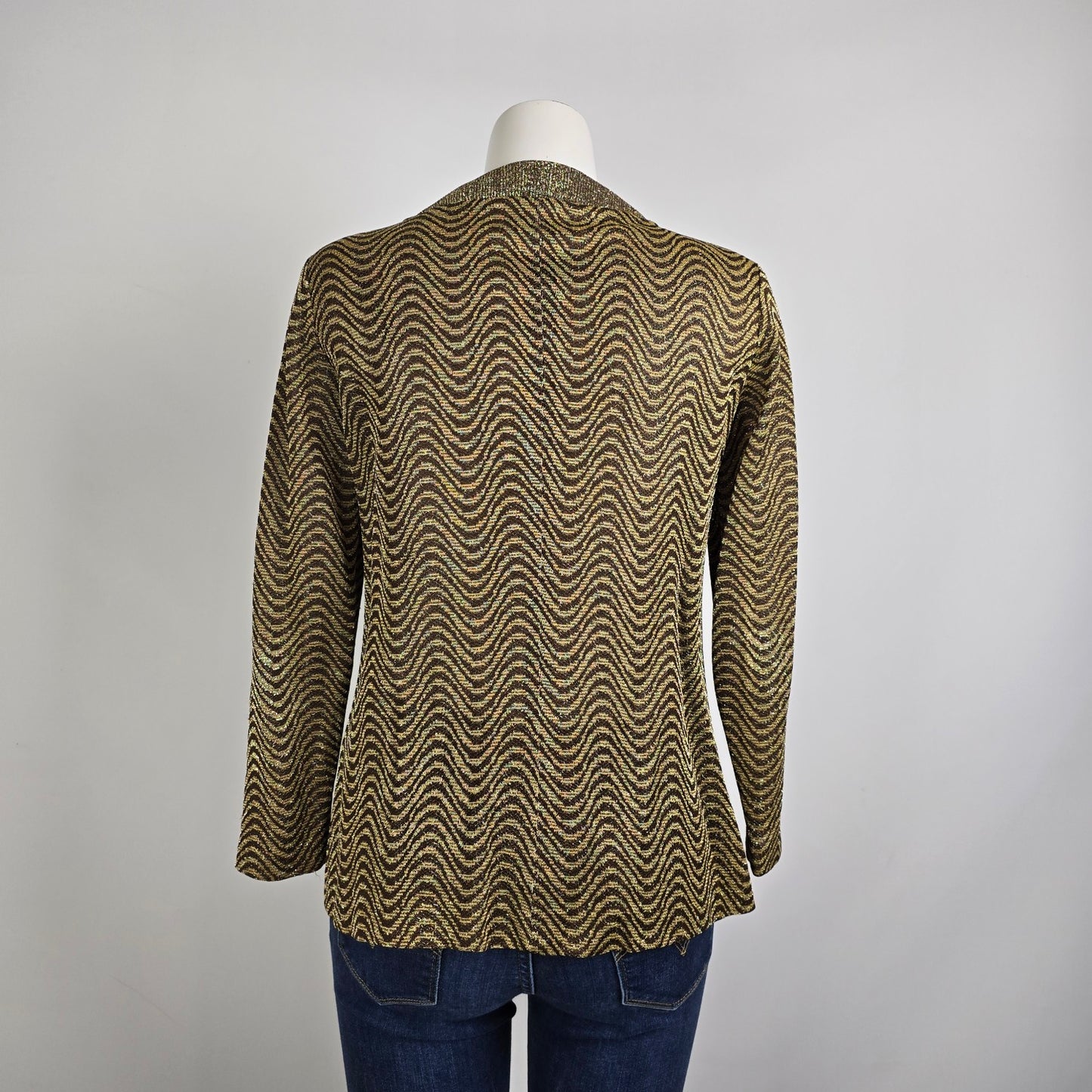 Vintage Gold & Brown Metallic Button Up Cardigan Size S