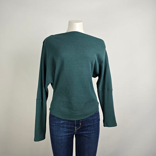 We the Free Green Waffle Knit Of The Shoulder Top Size L