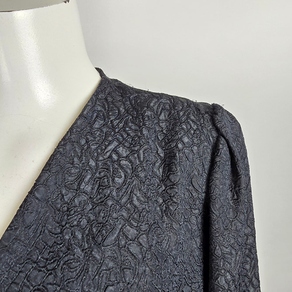 Vintage Sport Collection Black Puff Sleeve Wrap Top Size M/L