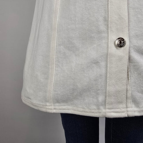 Bluivy White Cotton Denim Long Button Up Vest Dress Size L