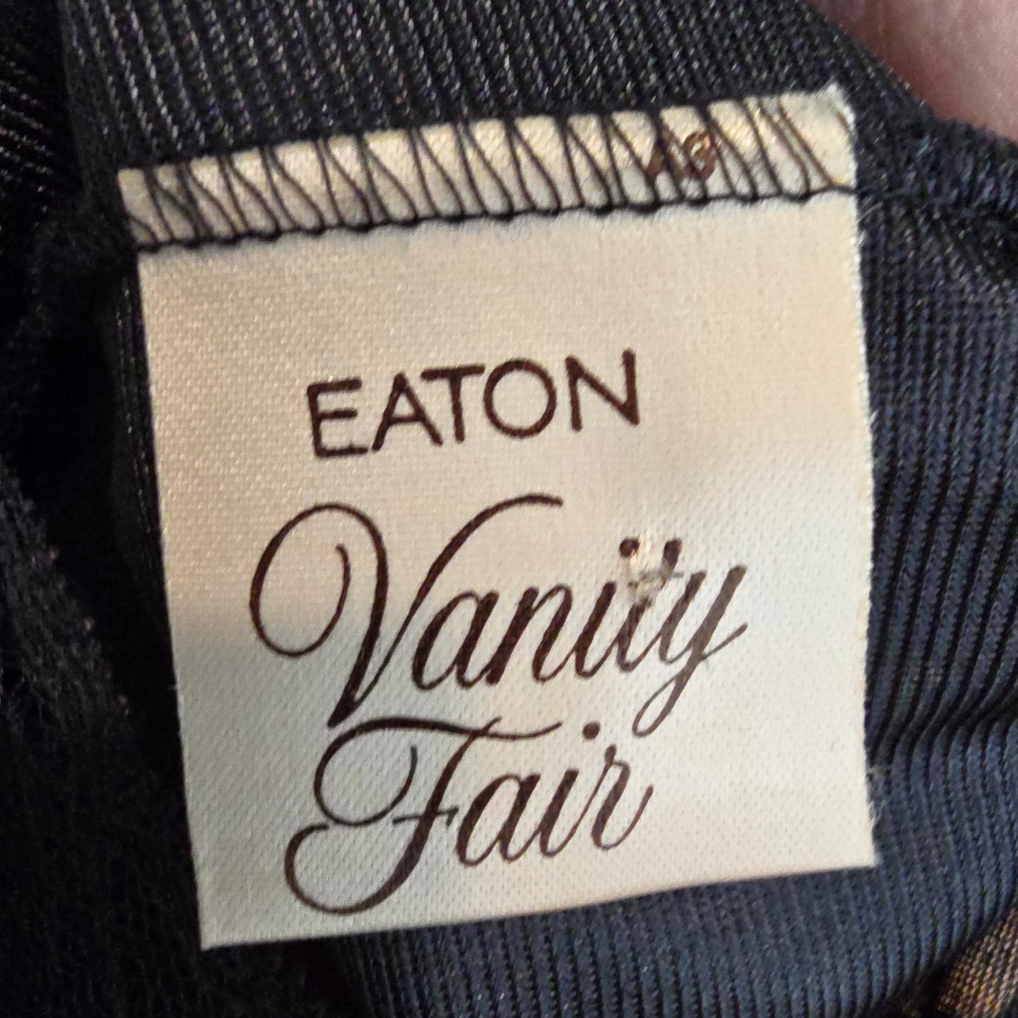 Vintage Eaton Vanity Fair Black Lingerie Top Size S/M