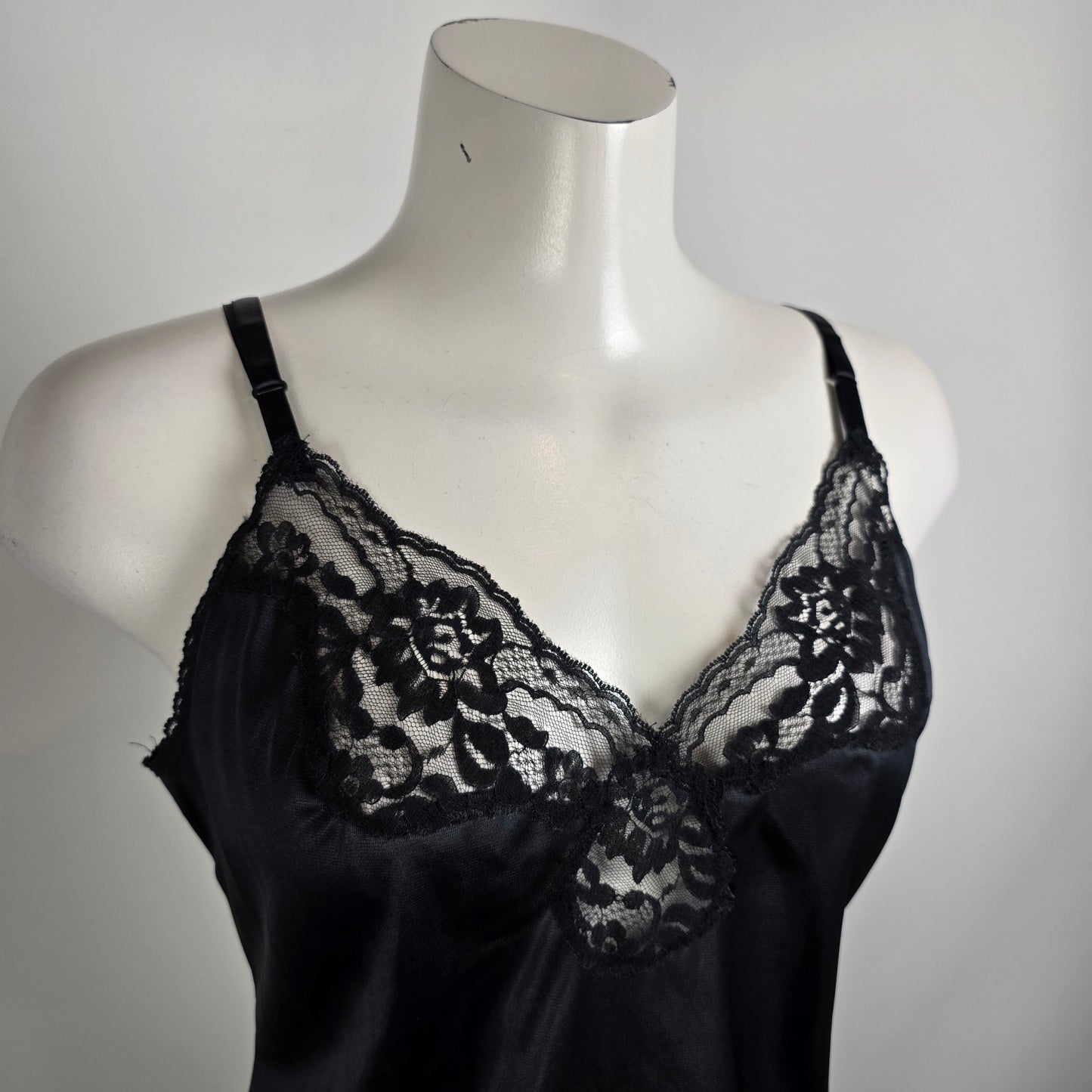 Vintage Eaton Vanity Fair Black Lingerie Top Size S/M