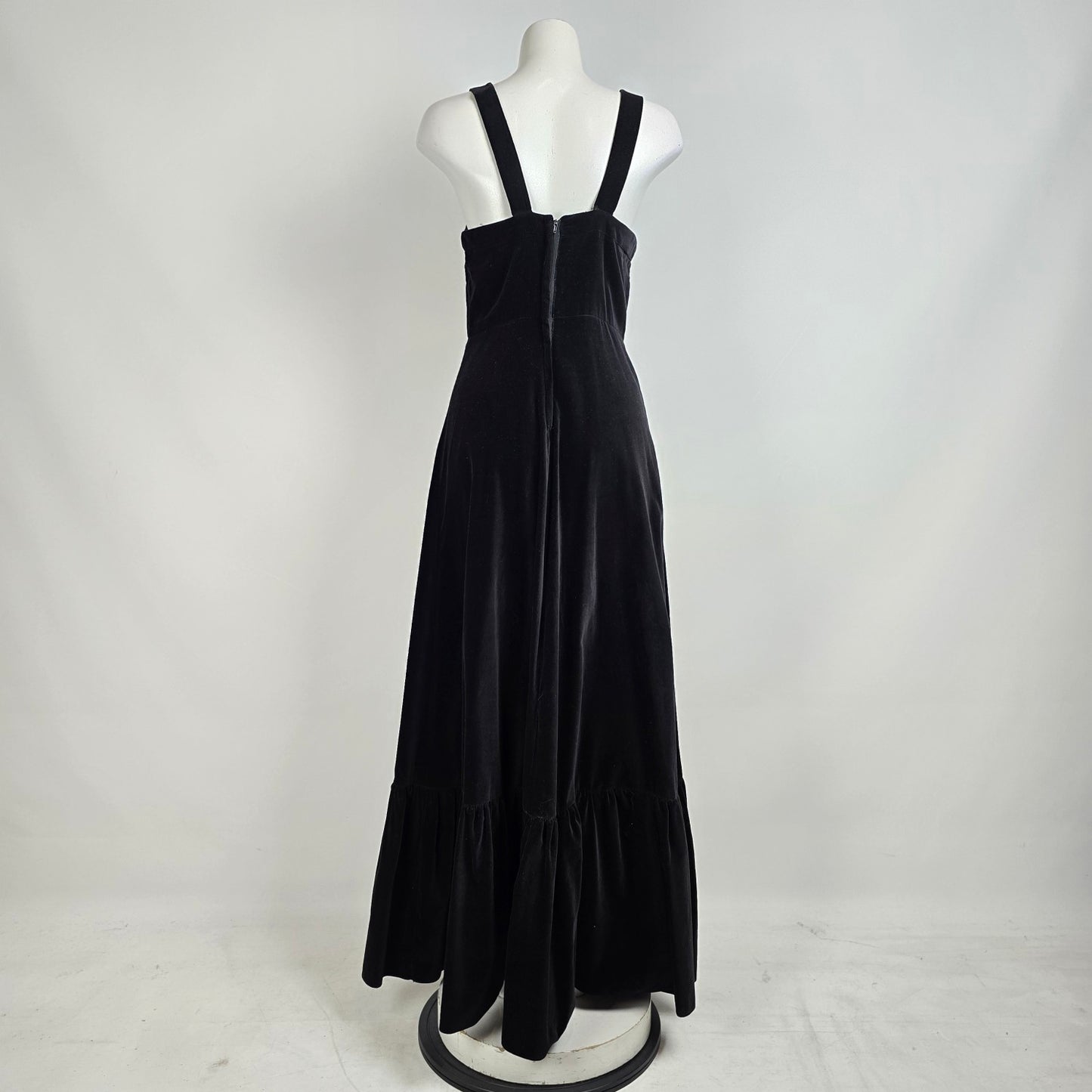 Vintage Black Velvet Overall Long Maxi Dress Size S/M