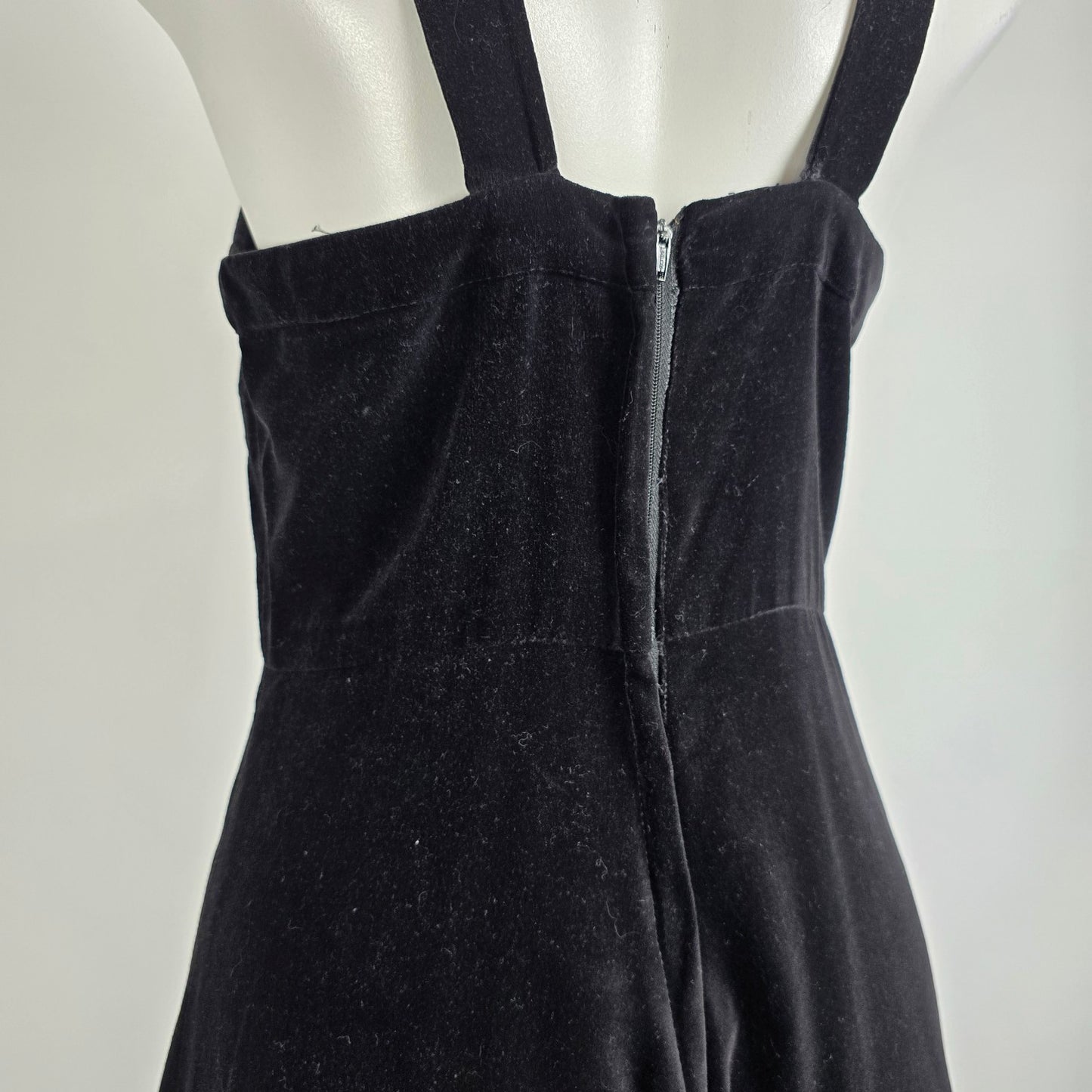 Vintage Black Velvet Overall Long Maxi Dress Size S/M