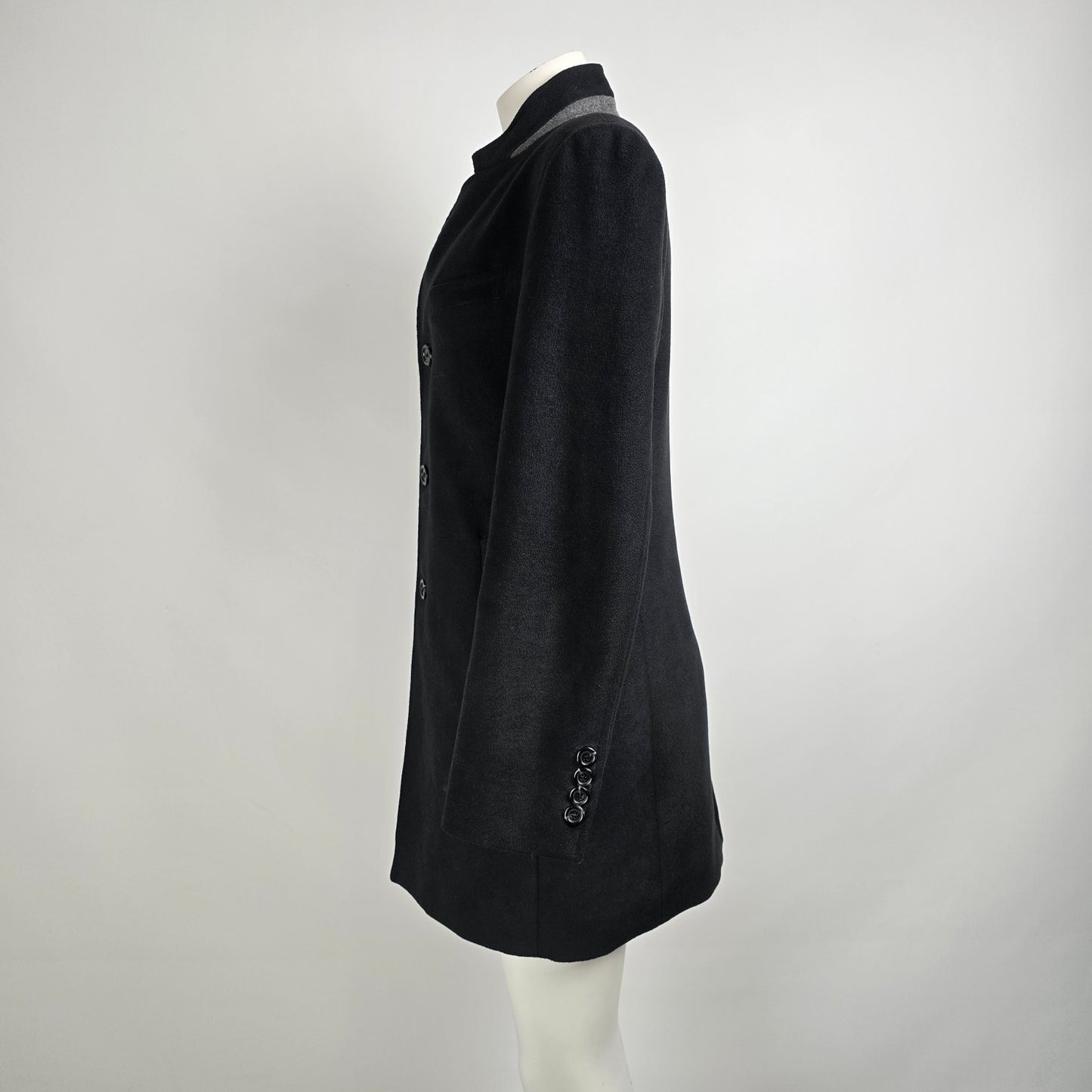 Renoma Paris Black Button Up Pea Coat Size M
